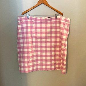 J Crew Pink and White Gingham Pencil Skirt Size 22